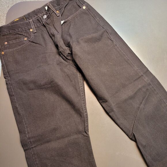 Levis 505 Jeans Mens 33x30 Black Denim LOOKS NEW Regular Fit Straight Leg 2001 - Picture 1 of 9